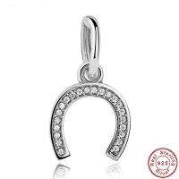 925 Sterling Silver European Pendant Horseshoes for woman & without troll & with cubic zirconia Approx 4.5-5mm Sold By PC