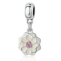 European Style Zinc Alloy Dangle Beads Flower micro pave rhinestone & for woman & without troll & enamel Approx 4.5-5mm Sold By PC