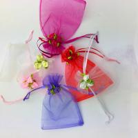 Organza Drawstring Pouches with Satin Ribbon transparent Sold By Bag