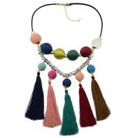 Fashion frynser halskæde, Zinc Alloy, med Nylonsnor & Glas Seed Beads, med 2.8lnch extender kæde, guldfarve belagt, for kvinde, nikkel, bly & cadmium fri, 130mm, Solgt Per Ca. 18.9 inch Strand
