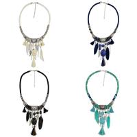 Fashion Fringe Necklace, Tibetan Style, with Feather & Nylon Cord & Turquoise & Glass Seed Beads, with 3.1lnch extender chain, antique silver color plated, for woman, more colors for choice, nickel, lead & cadmium free, 150mm, Sold Per Approx 17.7 Inch Strand