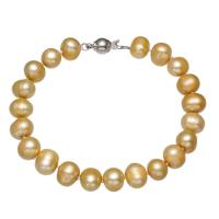 Freshwater Cultured Pearl Bracelet Freshwater Pearl brass box clasp Potato for woman yellow 7-8mm Sold Per Approx 7.5 Inch Strand