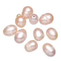 Metà forato coltivate in acqua dolce Perla, perla d'acquadolce coltivata naturalmente, Riso, viola, 7-8mm, Foro:Appross. 0.8mm, 10PC/borsa, Venduto da borsa