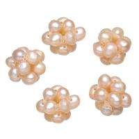 Ball Cluster Odlade Pearl Pärlor, Freshwater Pearl, Rund, rosa, 12mm, Säljs av PC
