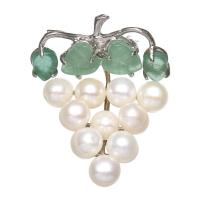 Freshwater Pearl Brooch Brass with Freshwater Pearl & Resin Grape platinum color plated for woman white nickel lead & cadmium free Approx Sold By PC