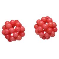 coral sintetico pingente de bola, Roda, quartzo cherry, 16mm, vendido por PC