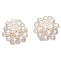 Cultured Ball Cluster Pearl Beads, Freshwater Pearl, with Glass Seed Beads, Round, white, 28mm, Sold By PC