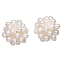 Míč clusteru perlový korálky, Sladkovodní Pearl, s Skleněné perličky, Kolo, bílý, 28mm, Prodáno By PC