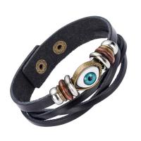 Unisex Bracelet Leather with Wood & Zinc Alloy Horse Eye adjustable & multi-strand Sold Per Approx 8.5 Inch Strand