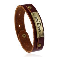 Unisex Bracelet Leather with Zinc Alloy adjustable & with letter pattern Sold Per Approx 9 Inch Strand