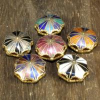 Cloisonne Perlen, Cloisonné, Blume, 24 K vergoldet, Mehrloch-, keine, 17mm, Bohrung:ca. 1.5mm, 10PCs/Tasche, verkauft von Tasche