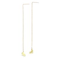 Stainless Steel Thread Through Earrings rocking horse gold color plated for woman & stardust 115mm 1.5mm 0.8mm Sold By Pair