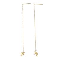 Stainless Steel Thread Through Earrings Letter N gold color plated for woman & stardust 108mm 1.5mm 0.8mm Sold By Pair
