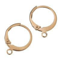 Stainless Steel Lever Back Earring Component, rose gold color plated, with loop, 12x15x2mm, Hole:Approx 1.5mm, 100PCs/Lot, Sold By Lot