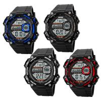 SKmei® Men Jewelry Watch, Silicone, with plastic dial & Stainless Steel, plated, 50M waterproof & adjustable & LED & for man, more colors for choice, 53x52x15mm, Length:Approx 10.4 Inch, Sold By PC