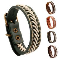 Unisex Bracelet, Cuir, avec corde en nylon & alliage de zinc, unisexe & réglable, plus de couleurs à choisir, 235x15mm, Vendu par Environ 9 pouce brin