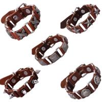 Unisex Bracelet, Leather, with Tibetan Style, adjustable & different styles for choice, 245x14mm, Sold Per Approx 9.5 Inch Strand