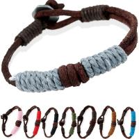 Unisex Bracelet, Leather, with Nylon Cord & Tibetan Style, more colors for choice, 210x3mm, Sold Per Approx 8 Inch Strand