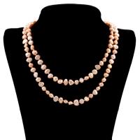Пресноводные перлы ожерелье цепи свитера, Пресноводные жемчуги, натуральный, Женский & многонитевая, розовый, 7-8mm, Продан через Приблизительно 44 дюймовый Strand