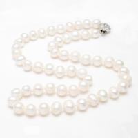 Natural Freshwater Pearl Necklace, with Tibetan Style, for woman, white, 7-8mm, Sold Per Approx 16.5 Inch Strand