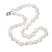 Collar de Perlas Natural de Freshwater, Perlas cultivadas de agua dulce, con aleación de zinc, para mujer, Blanco, 8-9mm, Vendido para aproximado 16.5 Inch Sarta