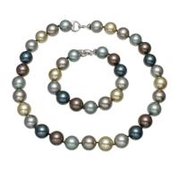 Sydhavsskal smycken uppsättningar, armband & halsband, South Sea Shell, med Zink Alloy, Rund, för kvinna, 14mm, Längd Ca 17 inch, Ca 7.5 inch, Säljs av Ställ