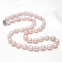 Natural Freshwater Pearl Necklace, with Tibetan Style, for woman, purple, 7-8mm, Sold Per Approx 16.5 Inch Strand