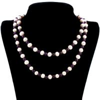 Пресноводные перлы ожерелье цепи свитера, Пресноводные жемчуги, Круглая, Женский & многонитевая, 7-8mm, Продан через Приблизительно 36 дюймовый Strand