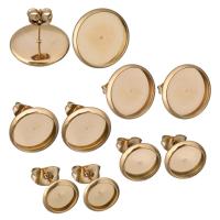 Stainless Steel Earring Stud Component, Flat Round, rose gold color plated, different size for choice, 100PCs/Lot, Sold By Lot