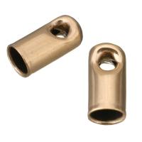 Stainless Steel End Caps, rose gold color plated, 5x10x5mm, Hole:Approx 2mm, 4mm, 100PCs/Lot, Sold By Lot