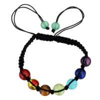Bracelets Woven Ball pierres précieuses, pierre gemme, avec corde en nylon, unisexe & réglable, 8mm, 4mm, Vendu par Environ 6-10 pouce brin