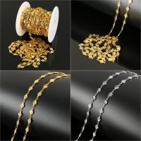 Acier inoxydable chaîne de bijoux, avec bobine plastique, Placage, chaîne de fleurs, plus de couleurs à choisir, 10x5.50x2mm, 10m/bobine, Vendu par bobine