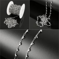 Acier inoxydable chaîne de bijoux, avec bobine plastique, couleur originale, 9x4x2mm, 10m/bobine, Vendu par bobine