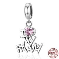 925 Sterling Silver European Bead Letter without troll & with cubic zirconia Approx 4.5-5mm Sold By PC