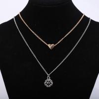 Tibetan Style Jewelry Necklace, with 1.96Inch extender chain, plated, twist oval chain & for woman & 2-strand & blacken, nickel, lead & cadmium free, Sold Per Approx 15.7 Inch Strand