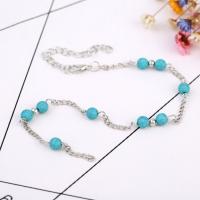 Zinc Alloy Anklet with Turquoise silver color plated for woman nickel lead & cadmium free Sold Per Approx 8.2 Inch Strand