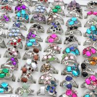 Zinc Alloy Ring Set with Resin platinum color plated for woman & with rhinestone mixed colors lead & cadmium free 0c - US Ring Sold By Box