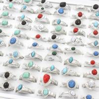 Zinc Alloy Ring Set with Turquoise platinum color plated for woman lead & cadmium free 0c - US Ring .5-10.5 Sold By Box