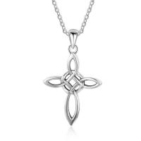 Thailand Sterling Silver Necklace, Cross, oval chain & for woman, 19x25mm, Length:Approx 17.7 Inch, Sold By Pair