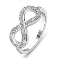 Cubic Zirconia Micro Pave 925 Sterling Silver Rings Infinity micro pave cubic zirconia & for woman 8mm Sold By PC