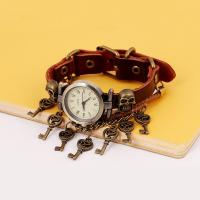 Unisex Wrist Watch, Leather, with PU Leather & Tibetan Style, adjustable & 3-strand, 230x14mm, Length:Approx 9 Inch, Sold By PC