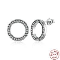 925 Sterling Silver Stud Earring Donut micro pave cubic zirconia & for woman Sold By Pair