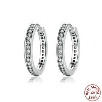 Huggie Hoop Drop Earring Thailand Sterling Silver micro pave cubic zirconia & for woman Sold By Pair