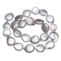 Keishi ferskvandskulturperle Beads, Ferskvandsperle, Button, grå, 15mm, Hole:Ca. 0.8mm, Solgt Per Ca. 15 inch Strand