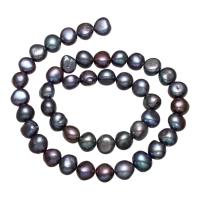 Barock kultivierten Süßwassersee Perlen, Natürliche kultivierte Süßwasserperlen, schwarz, 8-9mm, Bohrung:ca. 0.8mm, verkauft per ca. 15 ZollInch Strang