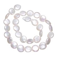 Keishi ferskvandskulturperle Beads, Ferskvandsperle, Button, naturlig, hvid, 10-12mm, Hole:Ca. 0.8mm, Solgt Per Ca. 14.5 inch Strand