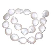 Keishi ferskvandskulturperle Beads, Ferskvandsperle, Button, naturlig, hvid, 16-17mm, Hole:Ca. 0.8mm, Solgt Per Ca. 15.5 inch Strand