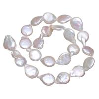 Keshi Cultured Freshwater Pearl Beads, Button, natural, white, 13-14mm, Hole:Approx 0.8mm, Sold Per Approx 15 Inch Strand
