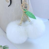 Zinc Alloy Key Clasp Rabbit Fur with iron ring & Resin & Zinc Alloy gold color plated 8cm Sold By PC