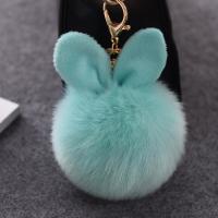 Zinc Alloy Key Clasp Rabbit Fur with iron ring & Zinc Alloy gold color plated 10cm Sold By PC